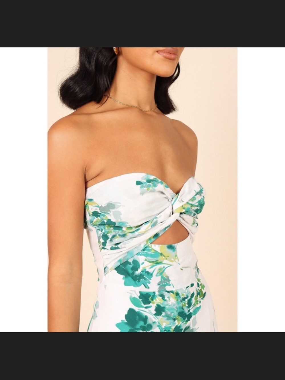 Petal & Pup White Strapless Maxi Dress with Teal Floral Print - Picture 3 of 7